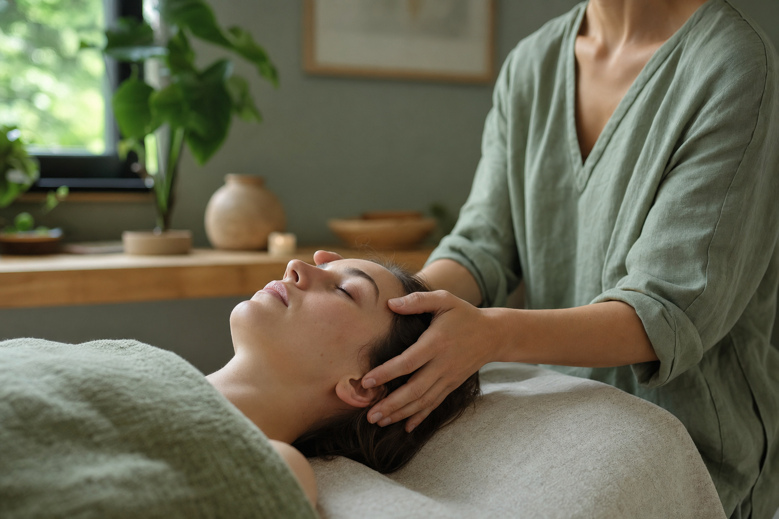 Calm craniosacral therapy session
